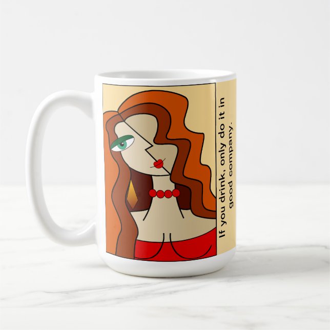 Rödhåriget Kvinnor vacker kubism Kaffemugg (Vänster)