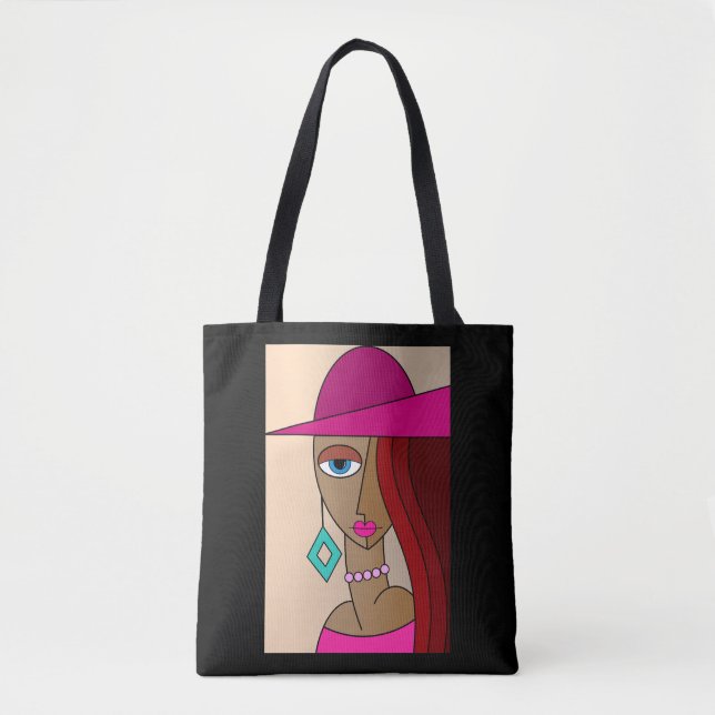 Rödhåriget Kvinnor vacker kubism Tygkasse (Framsida)