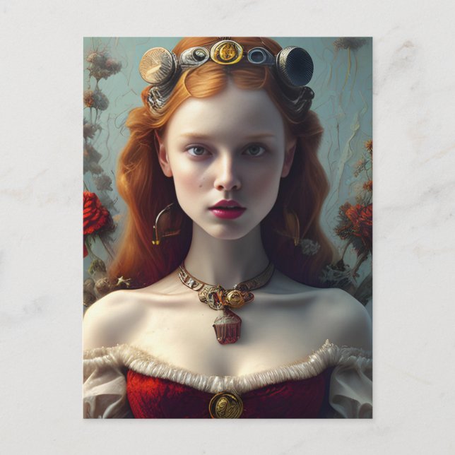 Rödhåriget Princess AI Generated Art Vykort (Framsida)