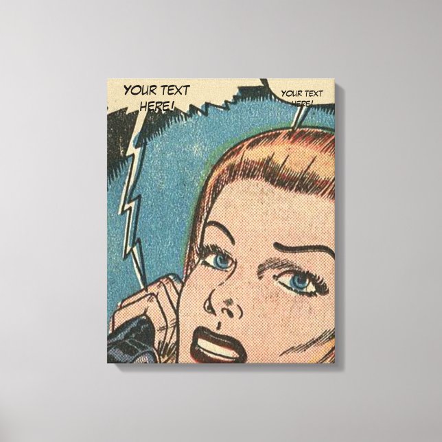 Rödhåriget tecknad Roy Lichtenstein Stil om Mobila Canvastryck (Framsida)