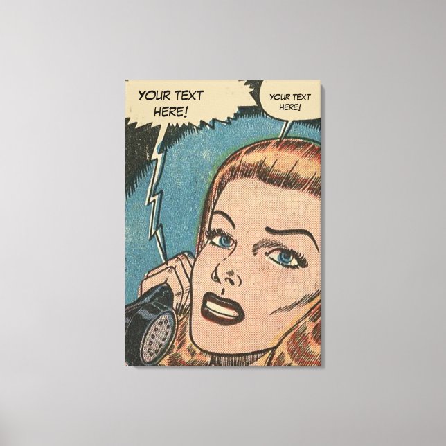 Rödhåriget tecknad Roy Lichtenstein Stil om Mobila Canvastryck (Framsida)