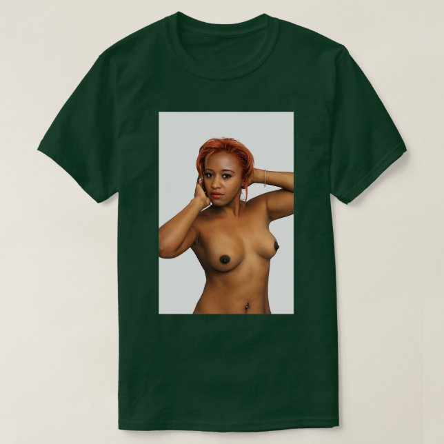 Rödhåriget Vackert Topless 2 T Shirt (Design framsida)