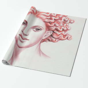 Rödhårigets kvinnhuvud lagrar illustration presentpapper