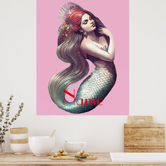 Rödhårigets Sjöjungfru Beauty Thunder_Cove Poster (Kök)