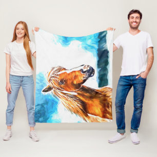 Rödhästen på himlar Fleece Blanket