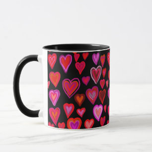 Rödhjärtad design mugg