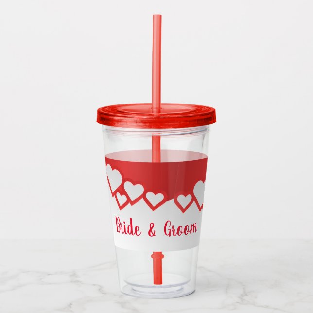 Rödhjärtan och groomrött take away mugg (Framsida)