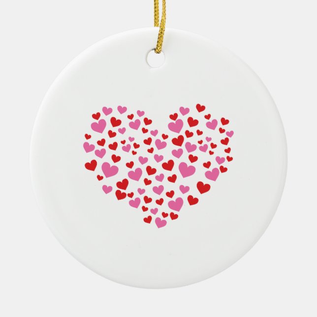 Rödhjärtan och Rosa Julgransprydnad Keramik (Framsidan)