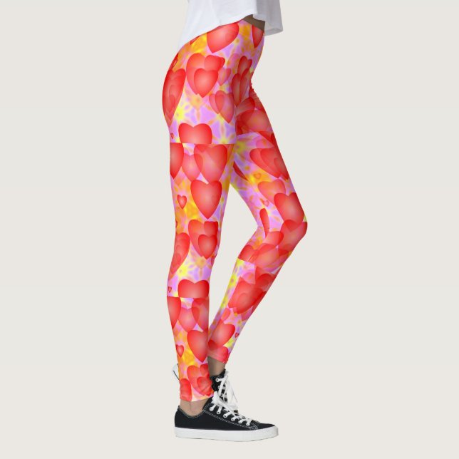 rödhjärtan rosa leggings (Höger)