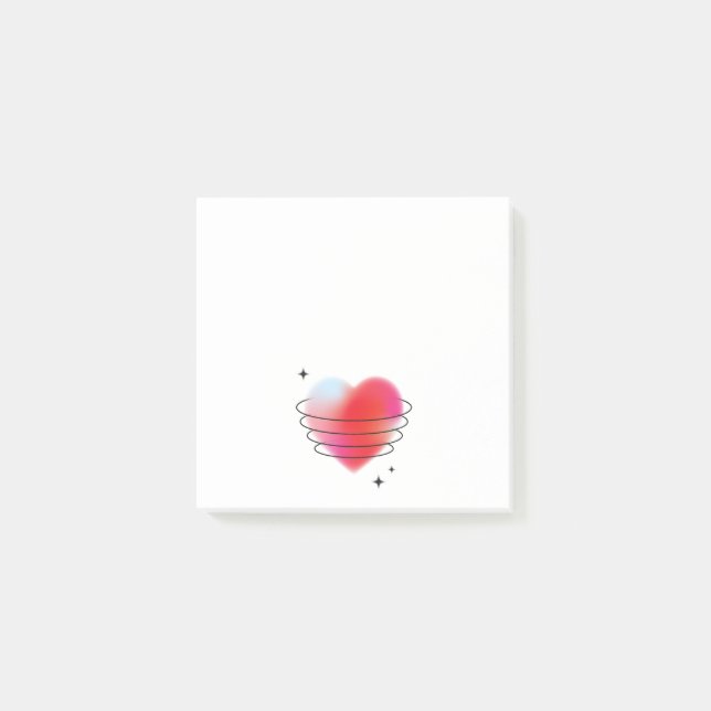 Rödhjärtromantiskt kärlek-rymdscentrum post-it block (Framsida)