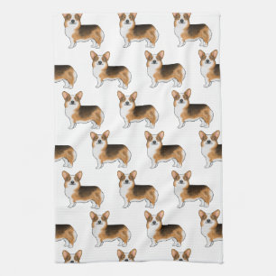 Rödhuvad trefärgad Pembroke Welsh Corgi-mönster Kökshandduk