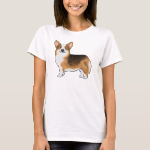 Rödhuvad Tri Pembroke Welsh Corgi Tecknad Hund T Shirt