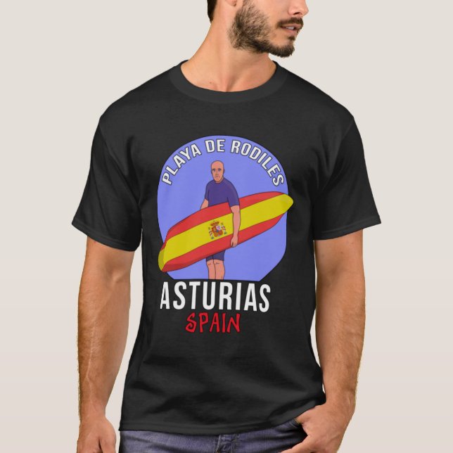 Rodiles Beach Asturias Spanien T Shirt (Framsida)