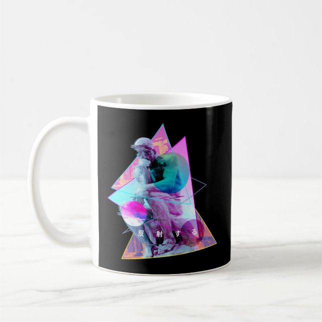 Rodin Thinker Statue - Vaporwave Aesthetic Gli Kaffemugg (Vänster)