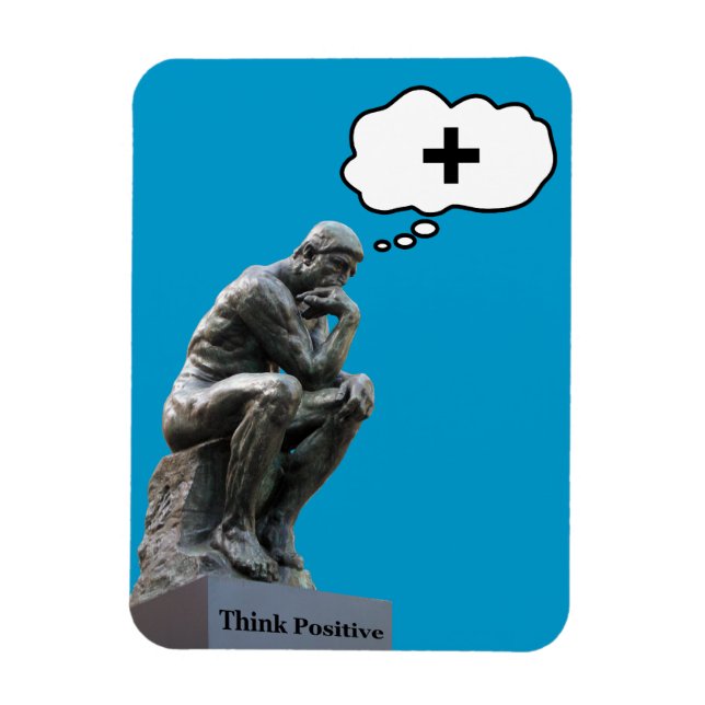 Rodins Tänkande-staty - Tänk Positivt Magnet (Vertikal)