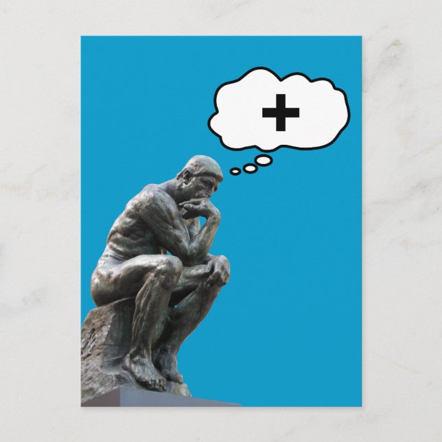 Rodins Tänkaren-staty - Tänk Positivt Vykort (Framsida)