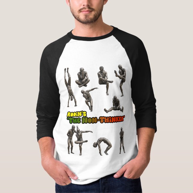 Rodin's The Non-Thinker Statue Collage T Shirt (Framsida)