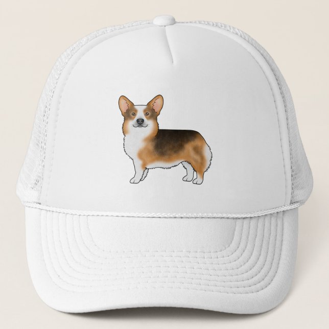 Rödkammad trefärgad Pembroke Welsh Corgi söt hund Keps (Framsida)