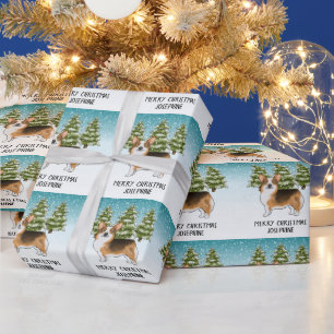 Rödkammad Tri Pembroke Corgi Vinter Jul Presentpapper