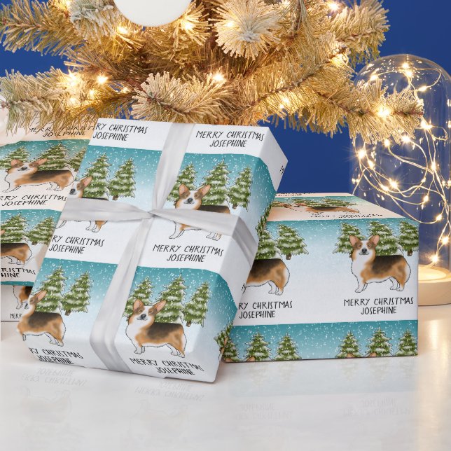 Rödkammad Tri Pembroke Corgi Vinter Jul Presentpapper (Helgdagar)