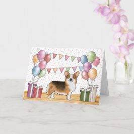 Rödkammad Tri Pembroke Welsh Corgi Grattis på föde Kort