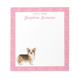Rödkammad Tri Pembroke Welsh Corgi Hjärtan & Text Anteckningsblock