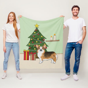 Rödkammad Tri Pembroke Welsh Corgi Julgran Fleecefilt