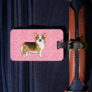Rödkammad Tri Pembroke Welsh Corgi Kärlek Rosa Bagagebricka