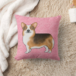 Rödkammad Tri Pembroke Welsh Corgi Kärlek Rosa Kudde