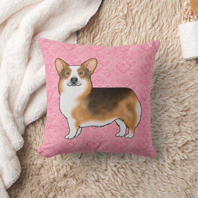 Rödkammad Tri Pembroke Welsh Corgi Kärlek Rosa Kudde (Filt)