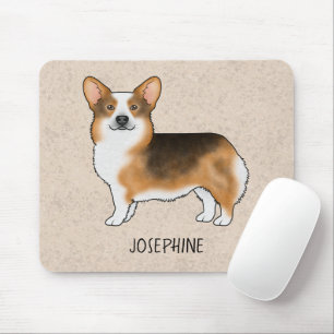 Rödkapad trefärgad Pembroke Welsh Corgi med namn Musmatta