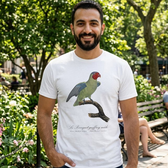 Rödkind papegoja, Geoffroyus geoffroyi T Shirt (Male Red-Cheeked Parrot, Geoffroyus geoffroyi. Men Basic White T-Shirt)