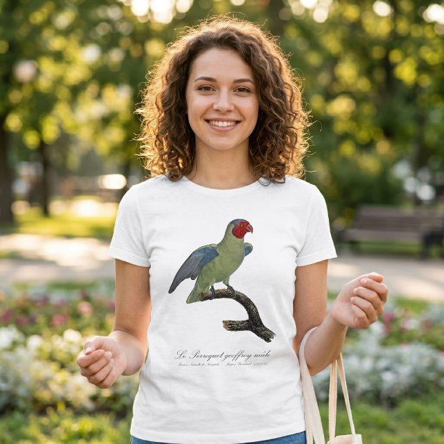 Rödkindad papegoja, Geoffroyus geoffroyi T Shirt (Male Red-Cheeked Parrot, Geoffroyus geoffroyi. Girl Basic White T-Shirt)