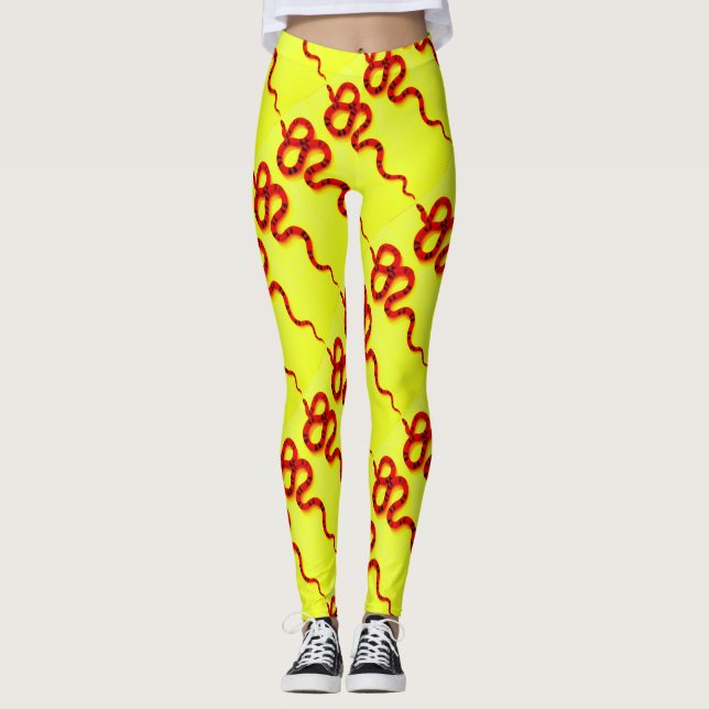 rödkorallormar, gult leggings (Framsida)
