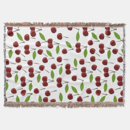 Rödkörsbär, Mönster av körsbär, Löv, frukt Filt