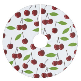 Rödkörsbär, Mönster av körsbär, Löv, frukt Julgransmatta Borstad Polyester