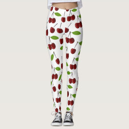 Rödkörsbär, Mönster av körsbär, Löv, frukt Leggings