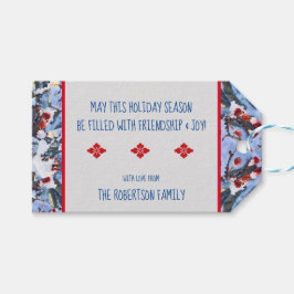 Rödkrabba Apple Berries i Snö~Helgdag med vattenfä Presentetikett