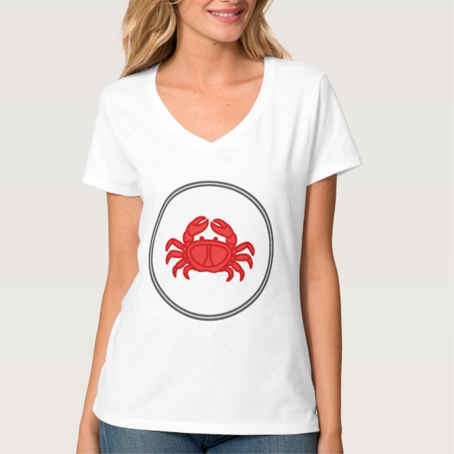 Rödkrabba - uppsamling av räkor tee shirt (Framsida)