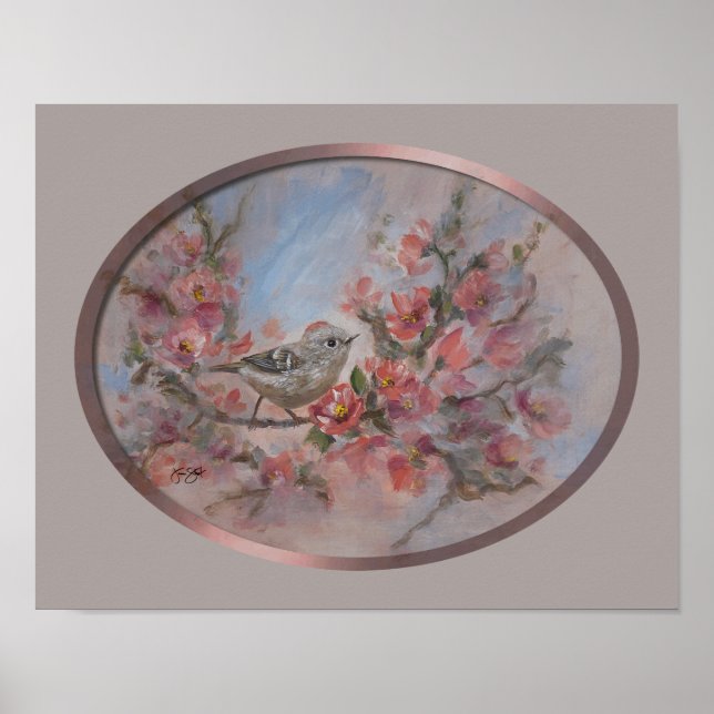 Rödkronad kungsfågel 11x14" poster (Framsidan)