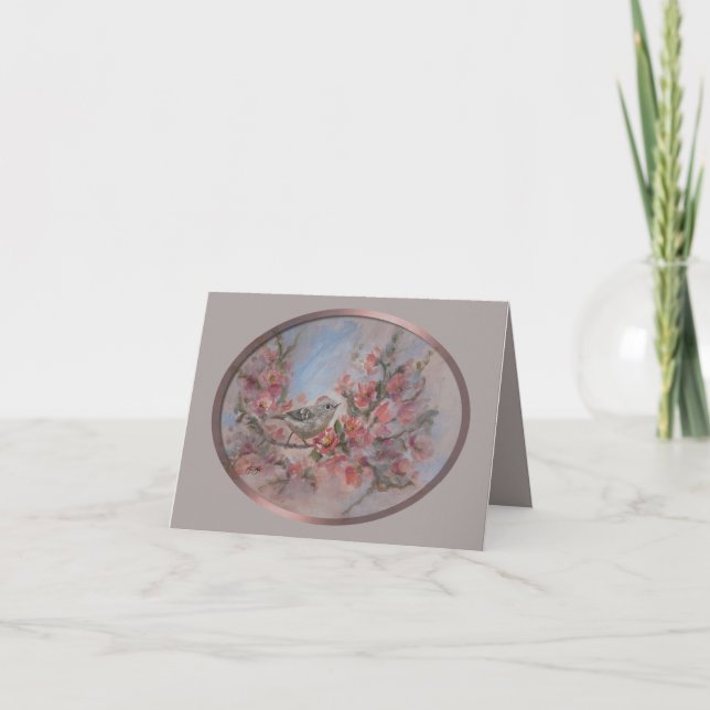 Rödkronad kungsfågel 4" x 5.6"  Födelsedag/ Tack Kort (Framsida)