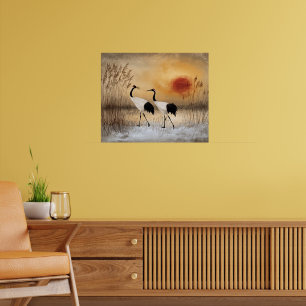 Rödkronad trana, akvarellkonst, poster