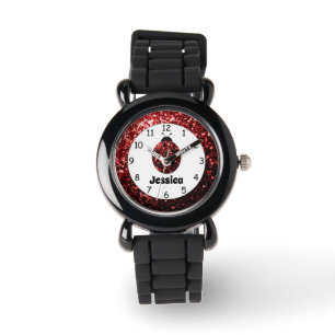 Rödlejbug ladybird sparkles Anpassat namn Skriv ut Armbandsur