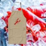 rödlobster långt förkläde<br><div class="desc">Grafisk röd hummer i en khaki apron .Underbar för kokar på sommarstranden party, cookouts osv. Du kan anpassa den med ord.</div>