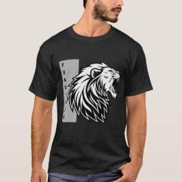 Rödlövens modiga rytande - Motiverande svart och v T Shirt