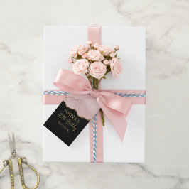 Rödmående Champagne Guld Glitter Abstrakt Akvarell Presentetikett