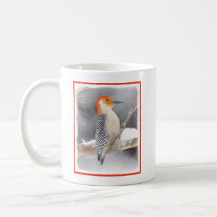 Rödmagad hackspett-målning Original fågelkonst Kaffemugg