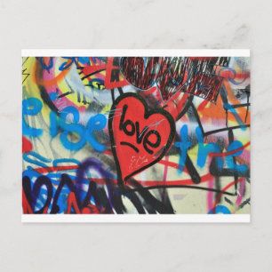 rödmålat hjärta kärlek graffiti vykort