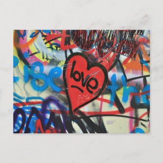 rödmålat hjärta kärlek graffiti vykort