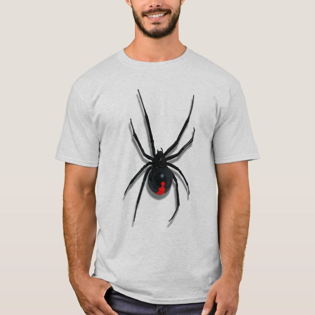 Rödmarkerad spindel attackdesign t shirt (Framsida)